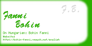 fanni bohin business card